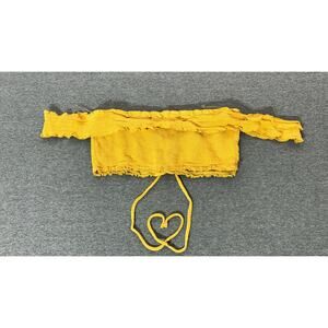 Nectar Clothing | Women's Lace Up Ruffle Sleeve Crop Top | Small